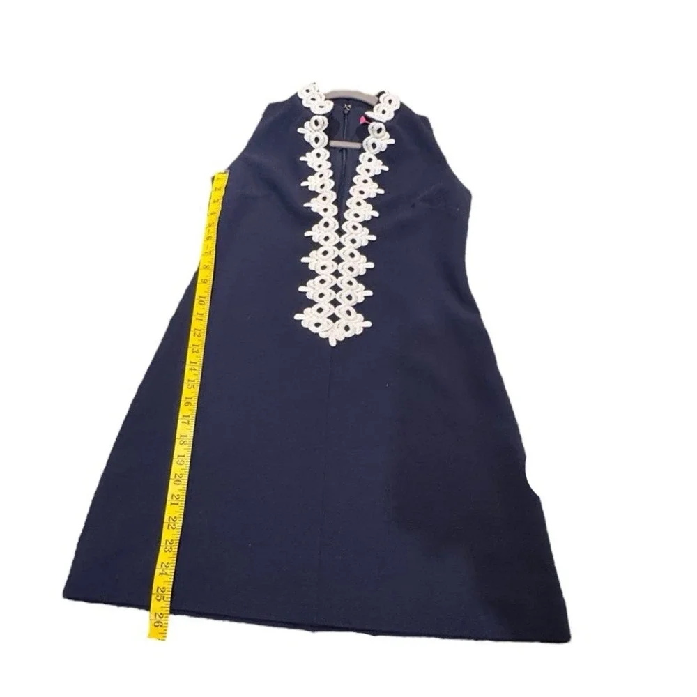 Lilly Pulitzer Callista Shift Dress Women's‎ XS Navy Blue Lace Detail Sleeveless